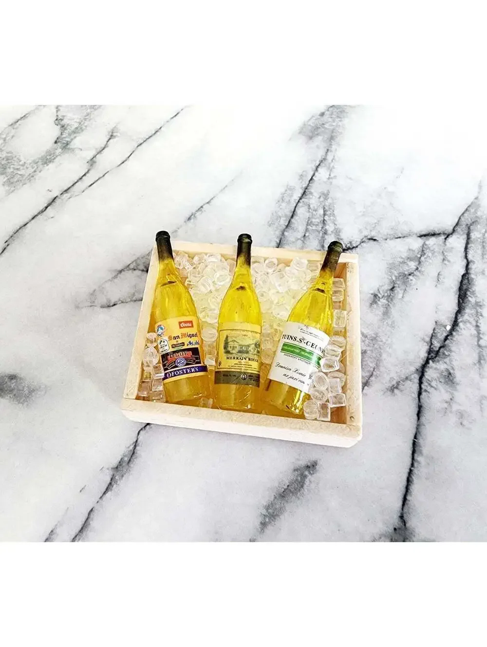 Miniature Drinks Wine Bottles in Crate Magnet Decor
